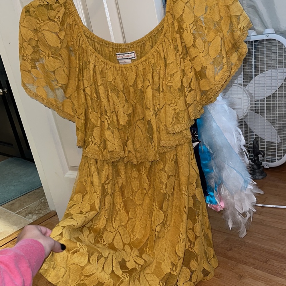 Flying Tomato yellow off the shoulder dress